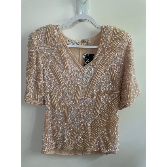 NWT Rina Z Vintage Sequin Beaded Top Blouse Party Cocktail Elegant Medium - Picture 1 of 13